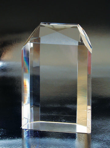 faceted arch shaped crystal award, high quality k9 optical crystal glass award